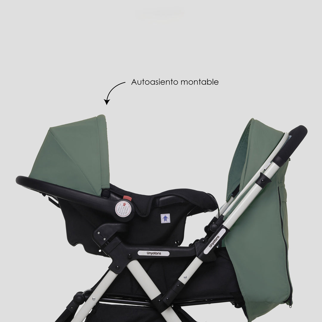 Carriola Plegable Con Portabebé Calidad Premium Verde