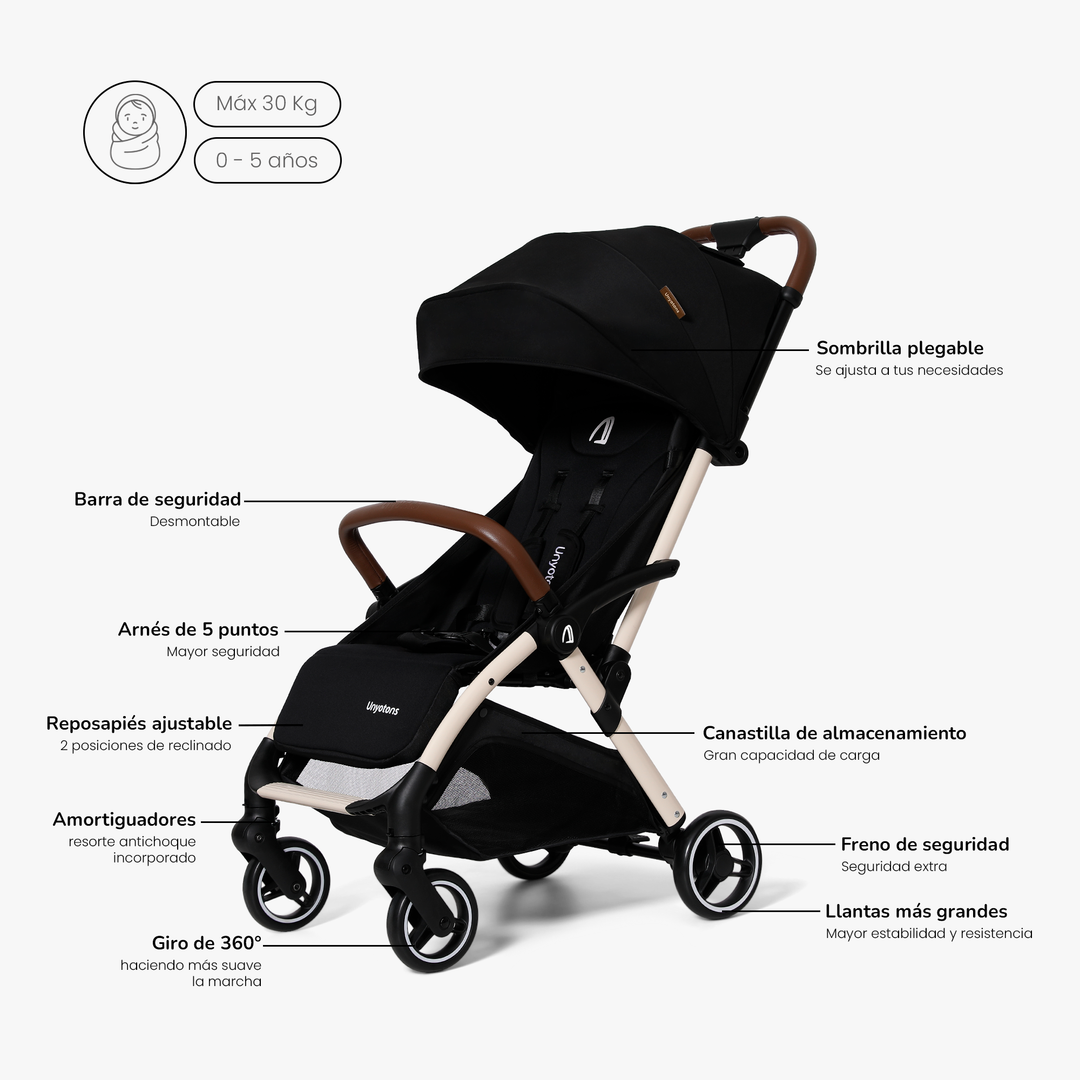 Carriola K5 para Viaje Negro - UNYOTONS