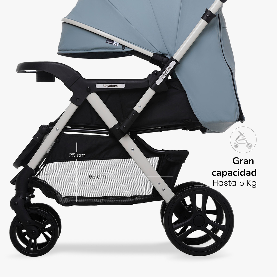 Carriola Plegable Con Portabebé Calidad Premium Azul - UNYOTONS