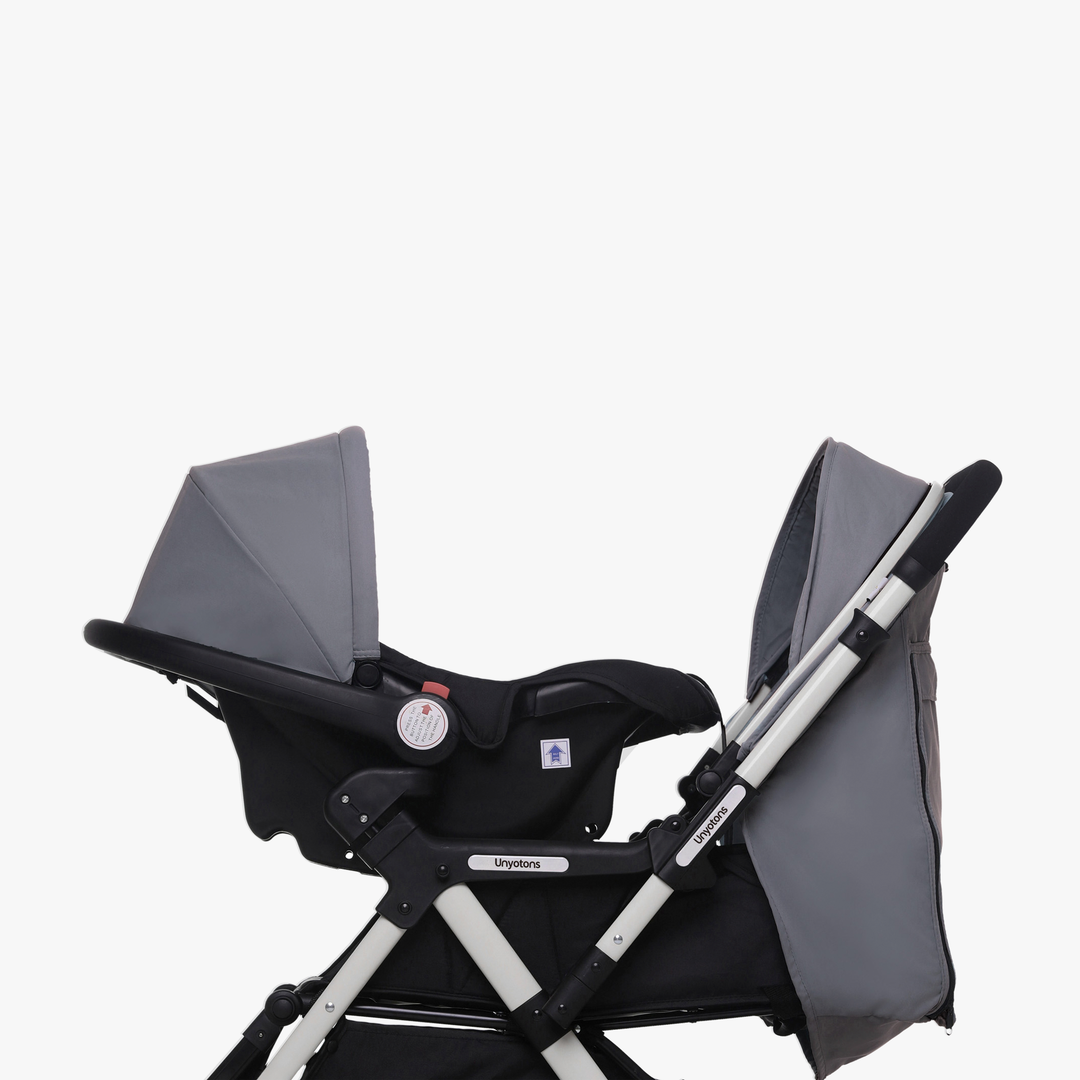 Carriola Plegable Con Portabebé Calidad Premium Gris - UNYOTONS