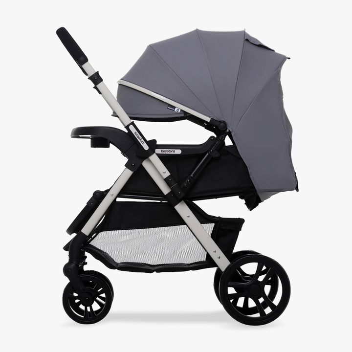 Carriola Plegable Con Portabebé Calidad Premium Gris - UNYOTONS