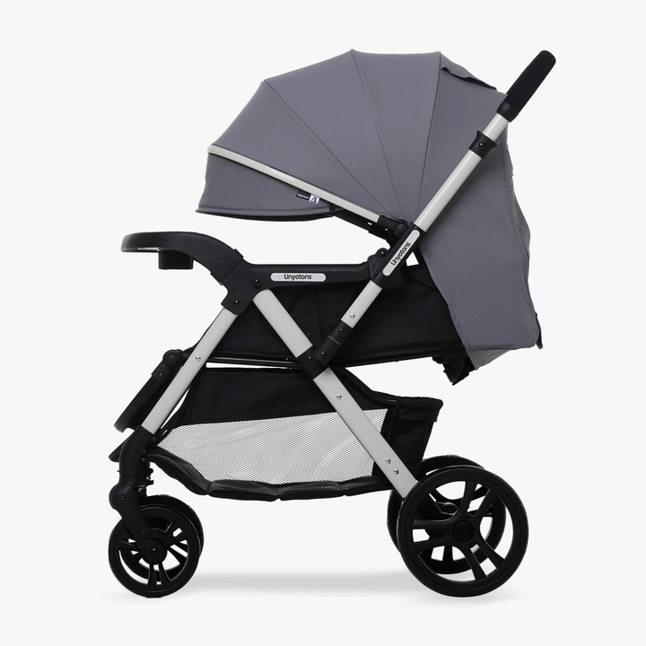 Carriola Plegable Con Portabebé Calidad Premium Gris - UNYOTONS