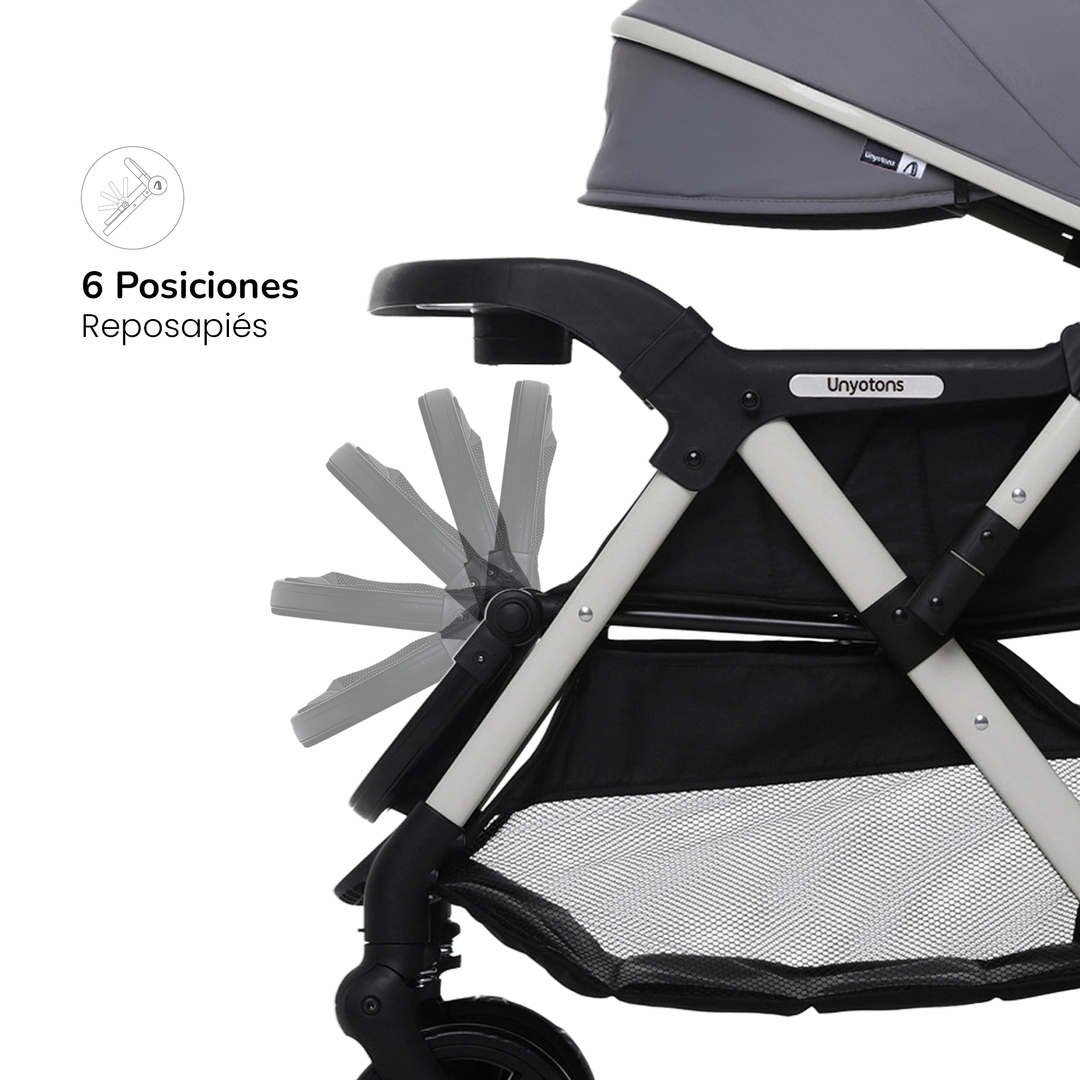 Carriola Plegable Con Portabebé Calidad Premium Gris - UNYOTONS