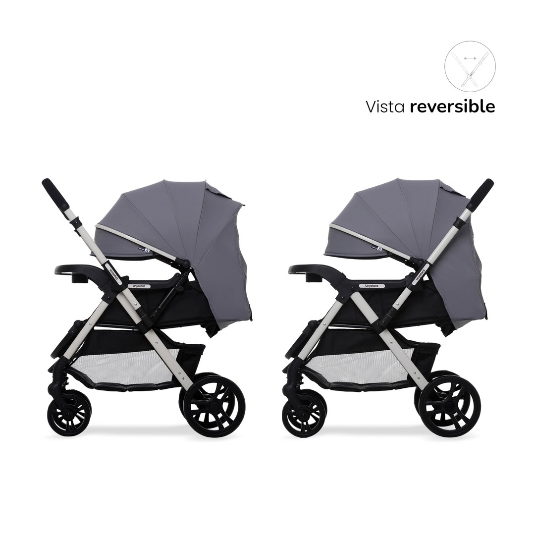 Carriola Plegable Con Portabebé Calidad Premium Gris - UNYOTONS