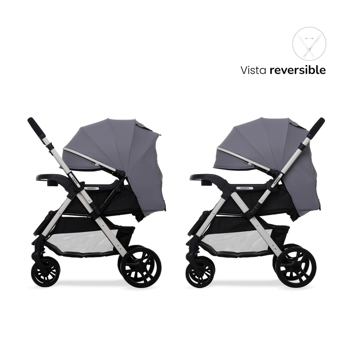 Carriola Plegable Con Portabebé Calidad Premium Gris - UNYOTONS
