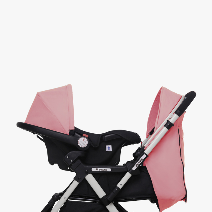 Carriola Plegable Con Portabebé Calidad Premium Rosa - UNYOTONS