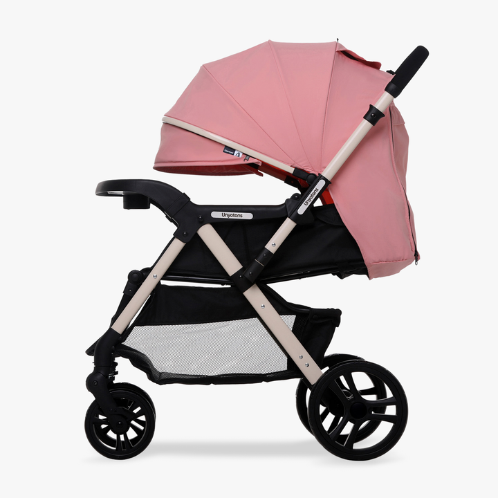 Carriola Plegable Con Portabebé Calidad Premium Rosa - UNYOTONS