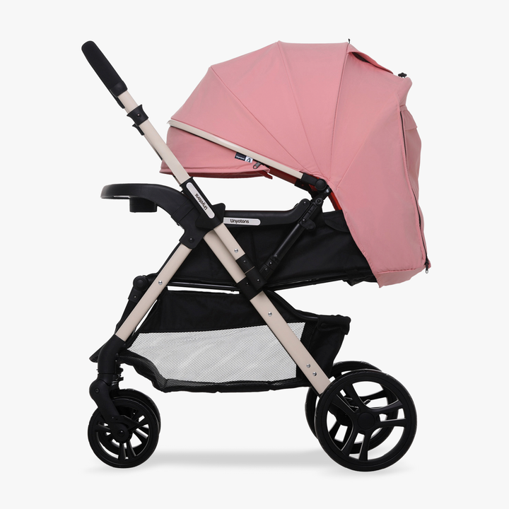 Carriola Plegable Con Portabebé Calidad Premium Rosa - UNYOTONS