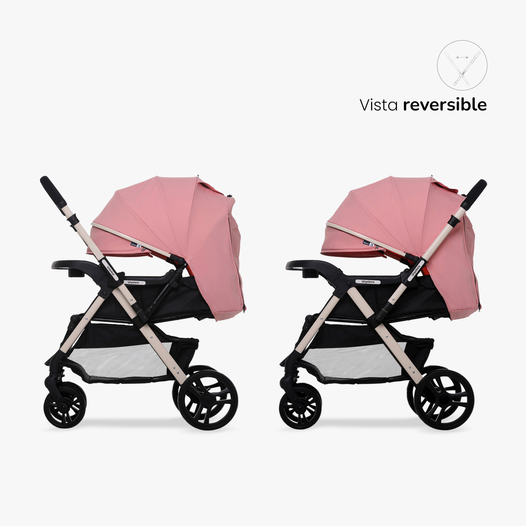 Carriola Plegable Con Portabebé Calidad Premium Rosa - UNYOTONS
