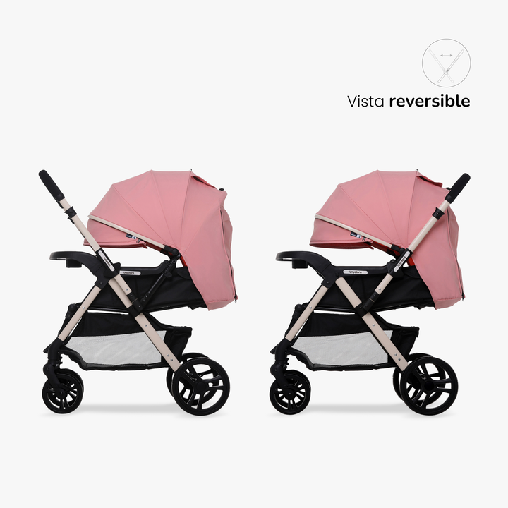 Carriola Plegable Con Portabebé Calidad Premium Rosa - UNYOTONS